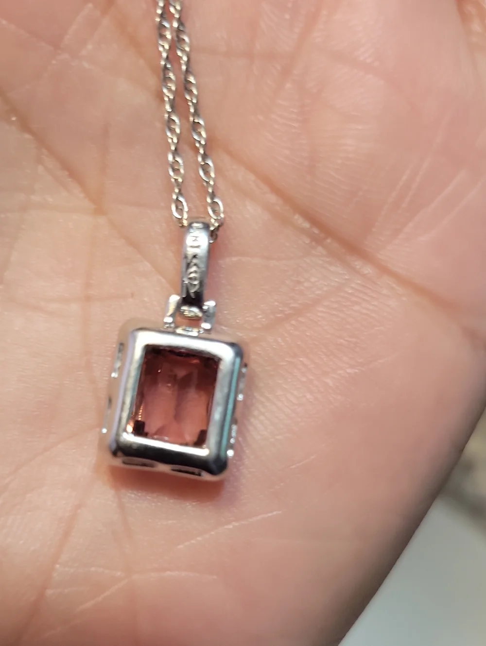 14k White Gold 4ct Pink Rubellite Diamond Halo Pendant Necklace